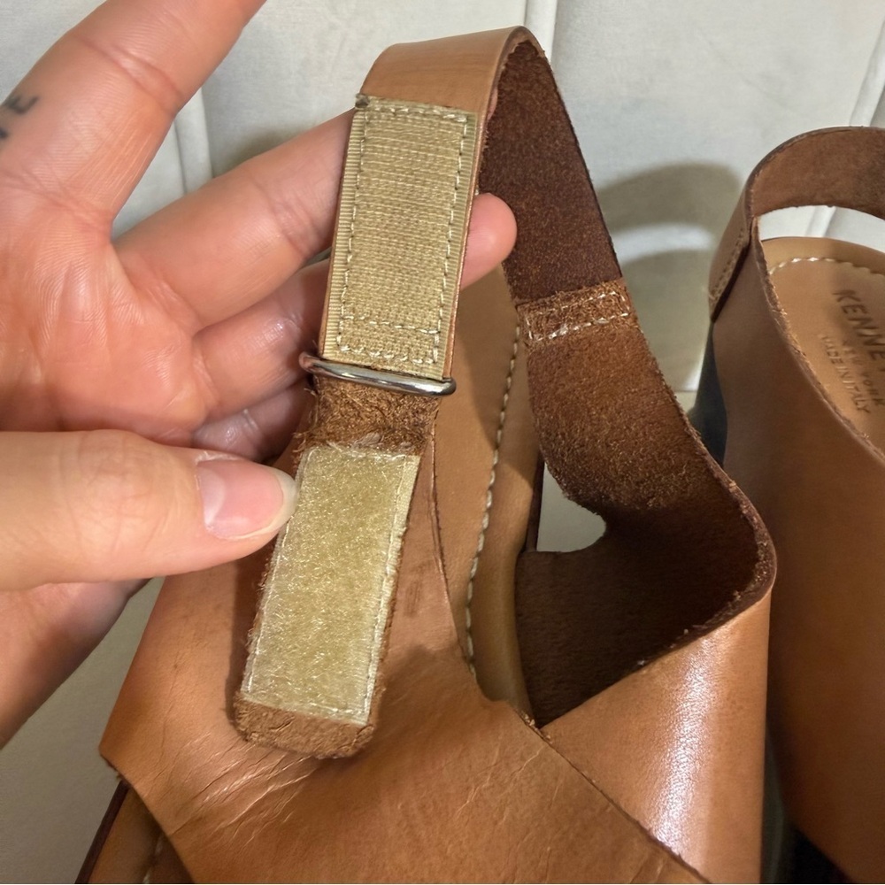 Kenneth Kole New York Brown Leather Platform Sandals Size EUR 39 - Picture 5 of 13